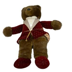 Applause After Eight Vintage 1986 Teddy Bear Plush Red Velour Fancy Outfit 22"